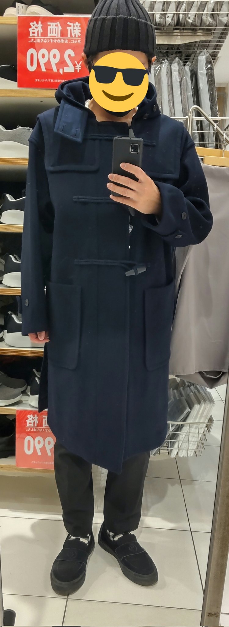 J ウールオーバーサイズダッフルコート XXL NAVY ユニクロメンズ