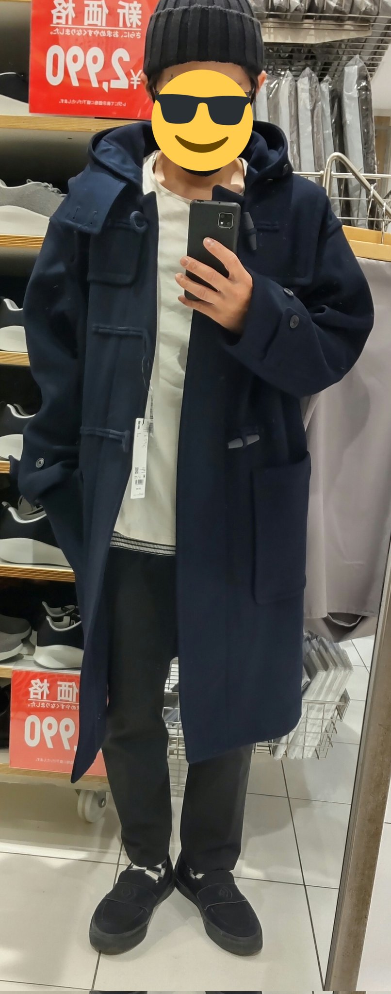 ウールオーバーサイズダッフルコート ユニクロ＋J サイズM