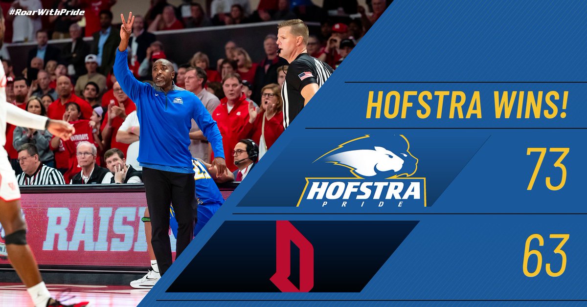 Hofstra Men's Basketball (@hofstrambb) on Twitter photo #HOFSTRA WINS❗ Please join us in congratulating Head Coach <a href="/speeddeamon/">Speedy Claxton</a> on his first career win❗
𝙍𝙊𝘼𝘿 𝙒𝘼𝙍𝙍𝙄𝙊𝙍𝙎❗ Hofstra, behind 29 points from Zach Cooks, posts a 73-63 win over Duquesne❗
#RoarWithPride #HOFSTRA WINS❗ Please join us in congratulating Head Coach <a href="/speeddeamon/">Speedy Claxton</a> on his first career win❗
𝙍𝙊𝘼𝘿 𝙒𝘼𝙍𝙍𝙄𝙊𝙍𝙎❗ Hofstra, behind 29 points from Zach Cooks, posts a 73-63 win over Duquesne❗
#RoarWithPride