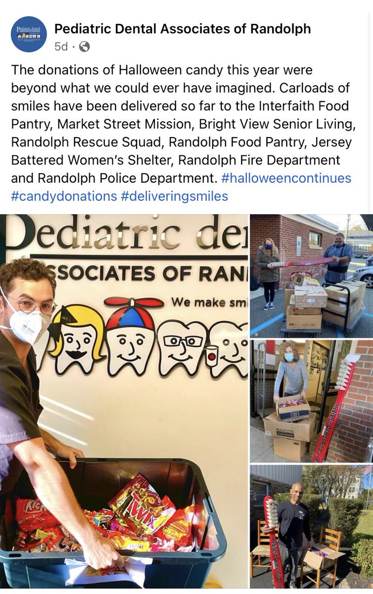 Spreading smiles and treats! Thanks again Pediatric Dental Association of Randolph for distributing our candy donations 🍭