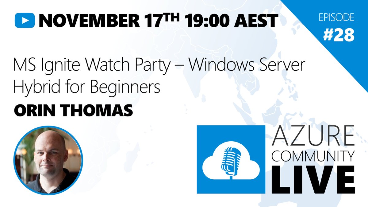 Azure Community Live (@azurecomlive) on Twitter photo We're back! This Wednesday join us with <a href="/orinthomas/">Orin Thomas</a> for a @MS_Ignite watch party of his Windows Server #Hybrid for Beginners talk. Includes a discussion and Q&A after.
Mark your calendar ✏️📅
youtube.com/watch?v=ysK-pK… We're back! This Wednesday join us with <a href="/orinthomas/">Orin Thomas</a> for a @MS_Ignite watch party of his Windows Server #Hybrid for Beginners talk. Includes a discussion and Q&A after.
Mark your calendar ✏️📅
youtube.com/watch?v=ysK-pK…