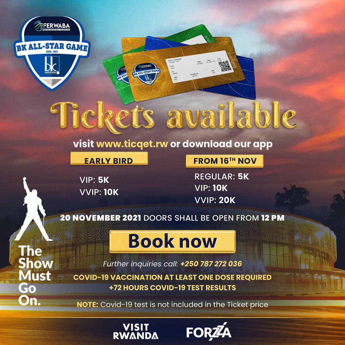 Patycope's tweet photo. Tickets are now available 🚀  for 
#BKALLSTARGAME2021 🔥🔥 @heisrema  will be there alongside @kivumbi_the_1st … at @kigaliarenarw  The Show Must Go On🔥 

Tickets: https://t.co/EzoiPPBArS https://t.co/a3u4nXz08P