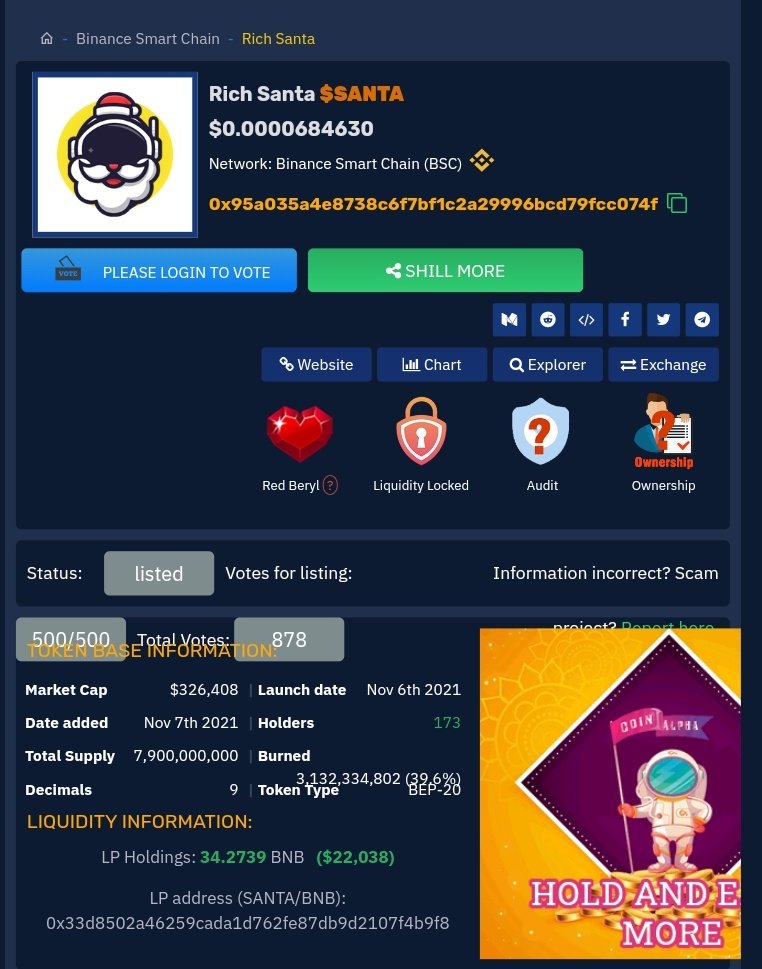 CryptoDudeO7's tweet photo. A Very Early Project Rich Santa with Only 326K Market Cap Right Now.
Jumping Here.
@SantaCommunity
#RichSanta #Santa #santacoin #SantaToken https://t.co/YqvFhVprJY