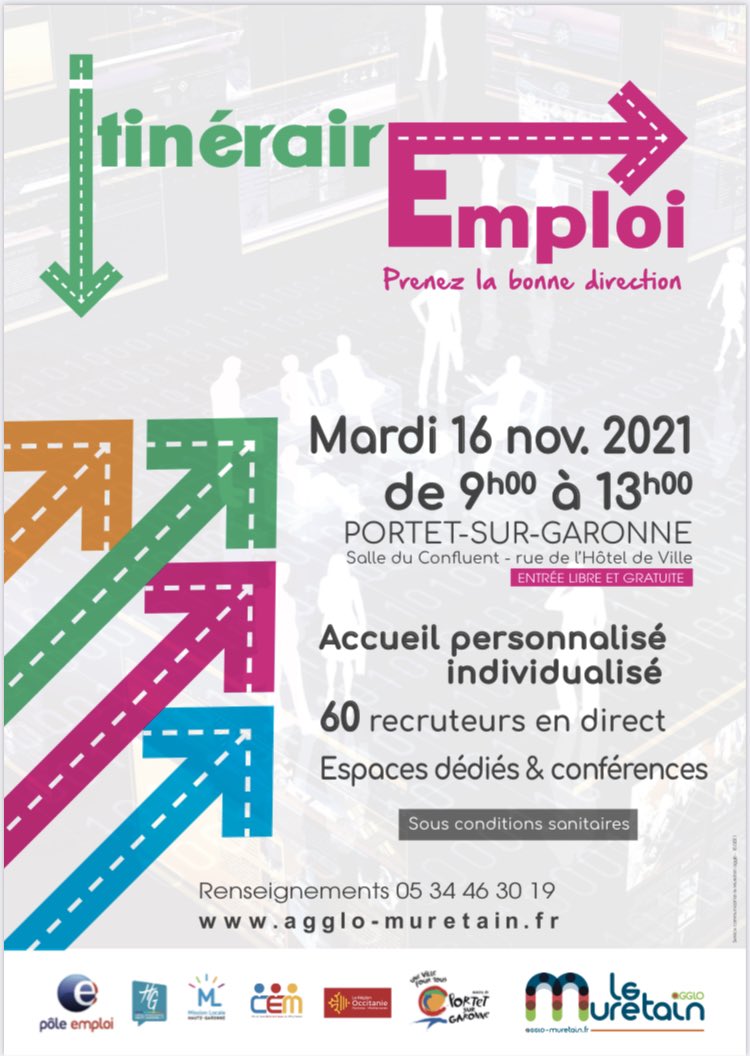 Itinéraire #emploi #recrutement l’agence @Poleemploi_oc #portet #muret et le #muretain Agglo proposent plus de 250 offres. Venez profiter de la dynamique de ce territoire.