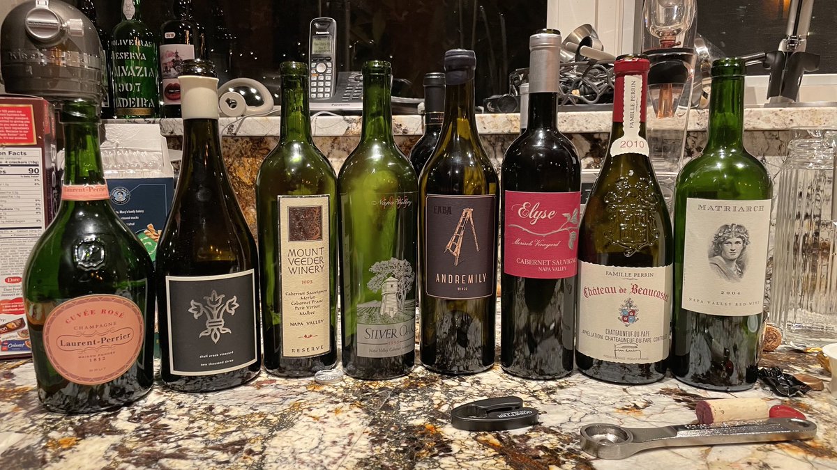 Berkeley_M's tweet image. Enjoying wine with friends.  Some good, some too old, some f’ing awesome.