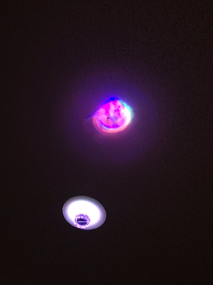 CoolKingChris's tweet photo. UFO I made that projects light on ceiling, posted to my Etsy sight BEFORE I saw report of “donut shaped ufo” in Switzerland….did I do that? https://t.co/HVk1yhBgHM
