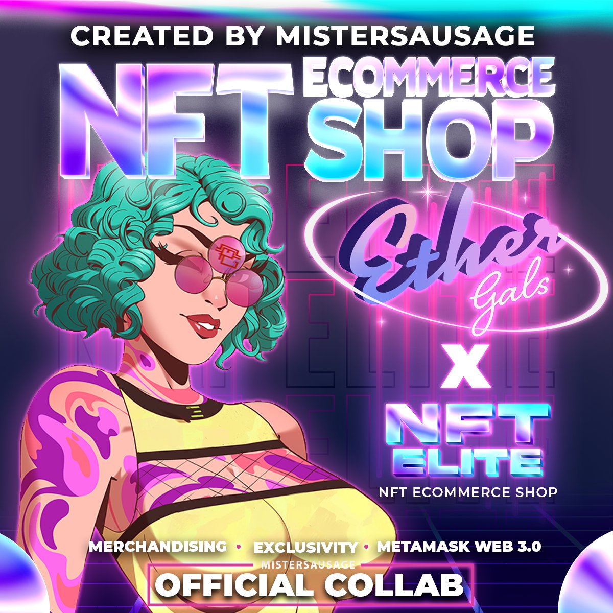 EtherGals's tweet photo. We're excited to be working with @MisterSausageio x NFT Elite to bring you exclusive EtherGals merch! 💫

@MikiPixel will be creating custom designs exclusive for Gal holders! ✨

🥳🤌 https://t.co/UZQhPIMpcu