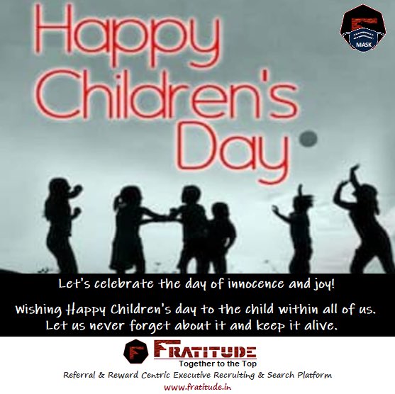 fratitudeTA's tweet photo. Happy Children’s Day
#fratitude #ChildrensDay #HappyChildrensDay #happychildrensday2021 #gratitude #Celebration #india #startups #business #career #jobreferrals #recruitment #consulting #jobs https://t.co/gyqfLvVRaJ