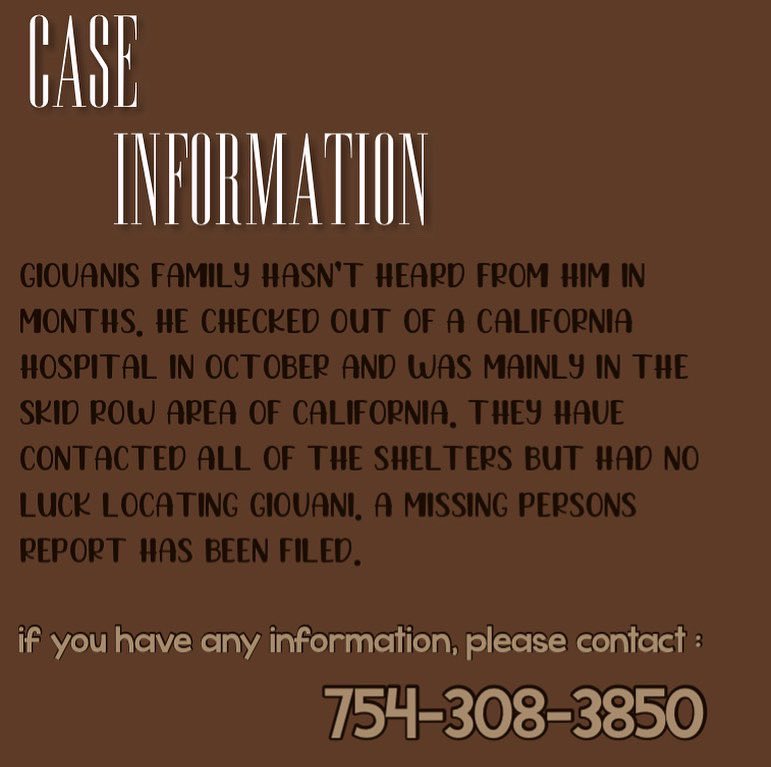 planetkudi's tweet photo. please bring him home! his family is worried sick! more information is below!
#MissingPerson #GabbyPetito #missingpoc #skidrow #LosAngeles #California https://t.co/15H96eMUzU