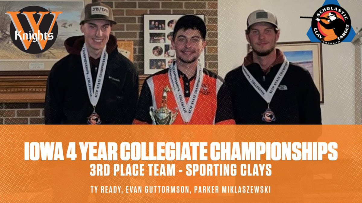 Day One: The Knights are proud to announce our first place trap squad and 3rd place sporting clays squad as a team. Looking forward to day two at the Iowa SCTP 4 Year Collegiate Championships! #goknights