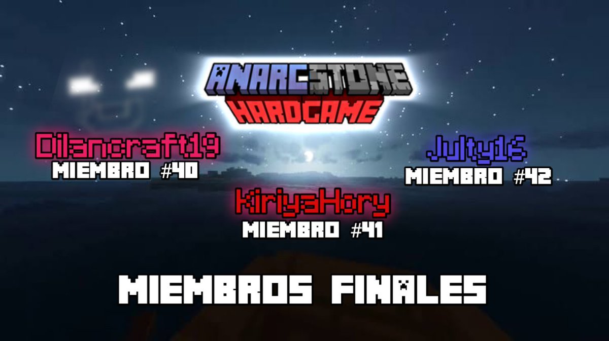 AnarcStone2021's tweet photo. ¡Bienvenidos a AnarcStone!
¡La serie se expande sus casillas de 40 a 42! Tenemos 2 miembros nuevos en la serie 
-Dliancraft19
-@kiriyahor
-@julty16
Ellos son los ultimos 3 miembros. 
¡Son los miembros del 40-42 confirmados!
Con esto damos por concluidas las presentaciones. https://t.co/RGH9cVqzHq