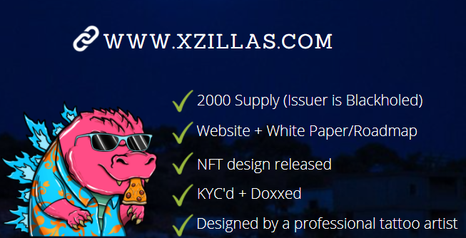 🔥AIRDROP🔥
Add the #Trustline to be eligible for the #Airdrop (500 XZilla, 23 Nov-21 to all TLs)🐲

🔗linktr.ee/xzillas

XZilla is a collection of 2000 original and hand drawn NFTs designed by a professional tattoo artist!

10% to be sold at 100-280XRP to fund the project.