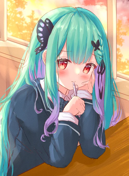 新衣装の後輩るしあちゃん🦋
#潤羽るしあ新衣装
#絵クロマンサー 