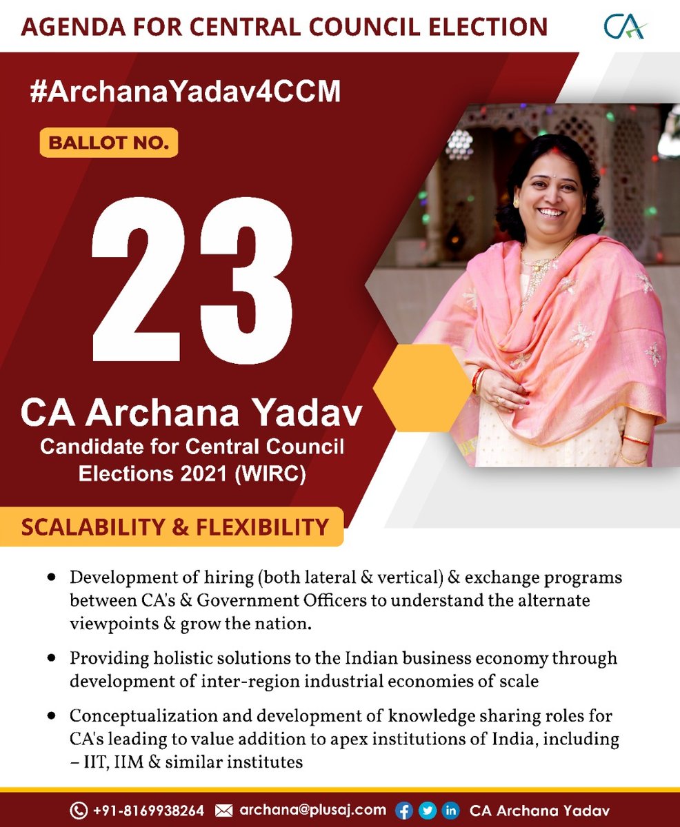 aarchanay's tweet photo. Let the CA profession not only be scalable but also flexible enough to enable ease of cross swapping of services with Govt offices https://t.co/1R6KLEiCub