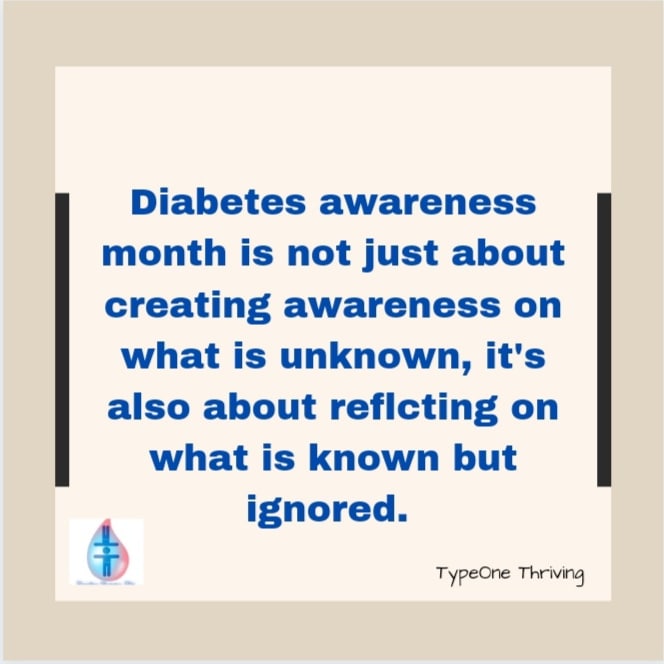 TypeoneT's tweet photo. On this diabetes awareness month and world diabetes day, Typeone Thriving is asking the T1D caretakers to pause for a moment and self-recflect, know the signs of distress and seek help. This matters because Healthy body + healthy mind = Happy life. https://t.co/sFAHw2m9jr
