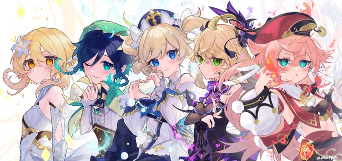 💛💚💙💜❤️
よく使ってる5人組😚
#原神 #GenshinImpact 
