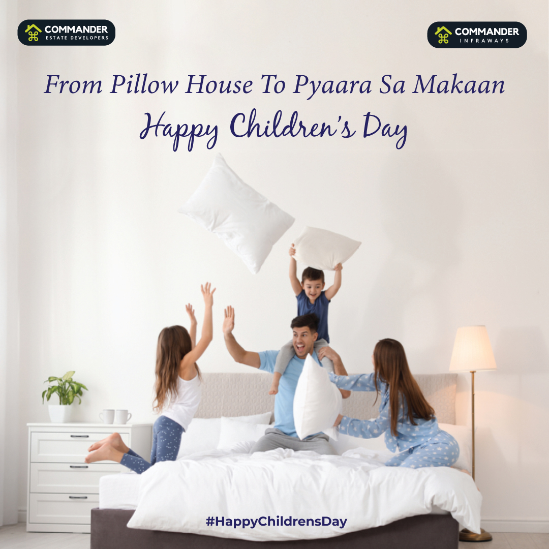 Commandersgroup's tweet photo. This #Children's day relish all the sweet memories of playing in a pillow house. Give your inner #child some pyaar and pyaara sa #makaan. 

Happy Children's Day!

https://t.co/tdRCmig3Sq
Contact us : 7620440000
#HappyChildrensDay2021 #CommandersEstateDevelopers https://t.co/adBhTBNScU