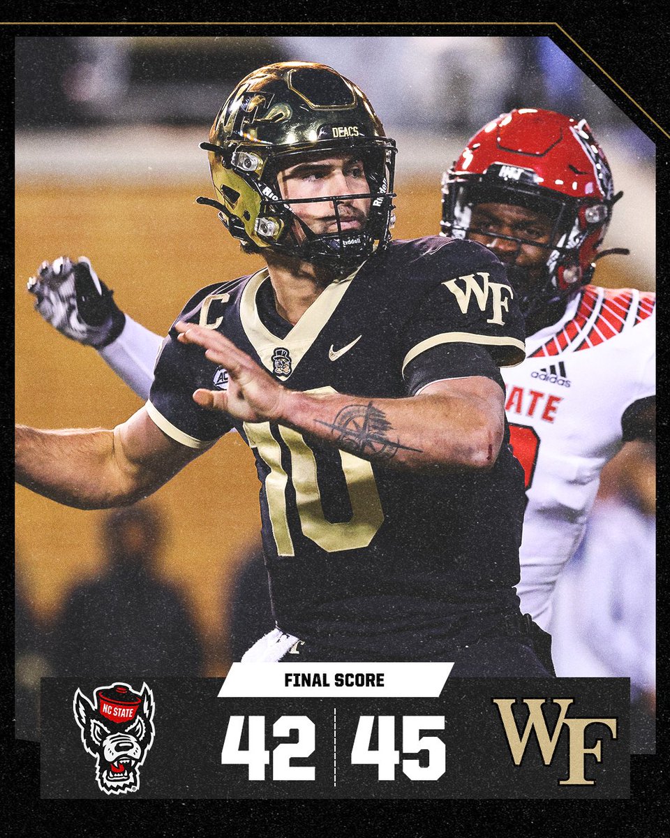 accnetwork's tweet photo. .@WakeFB survives the Wolfpack and remains PERFECT in ACC play! 📈 https://t.co/gMr30knql6