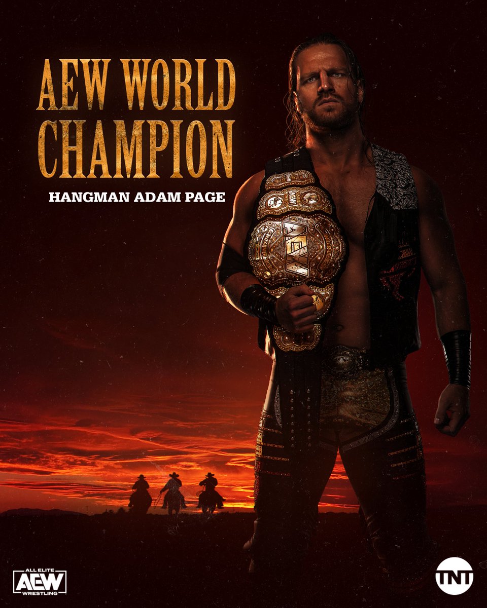 AEWonTV's tweet photo. TWO YEARS IN THE MAKING @theAdamPage IS YOUR AEW WORLD CHAMPION #AEWFullGear https://t.co/m68KZk3bmp