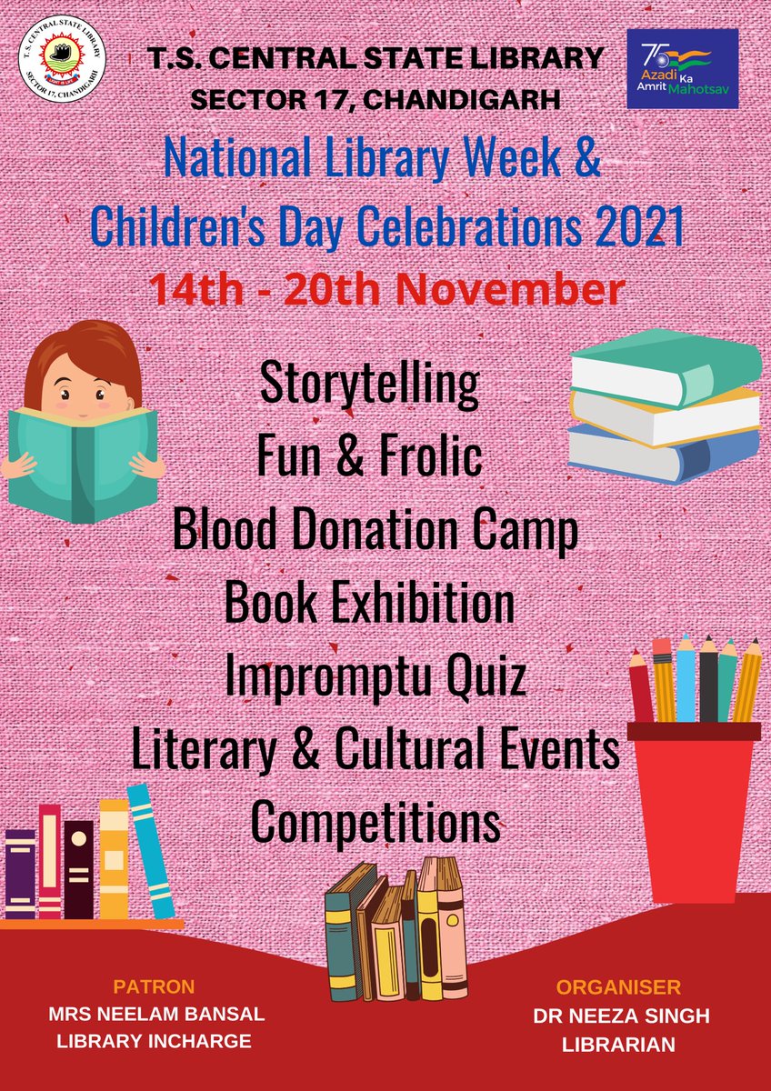 neeza_singh's tweet photo. Organising National Library Week and Children’s Day Celebrations 2021 🎊
Happy Children’s Day 🎉 #ChildrensDay2021 #NationalLibraryWeek2021 https://t.co/EhvrEHkg6Z