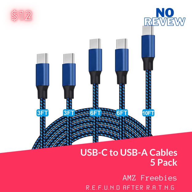 CapraUS510's tweet photo. 🔥No rvw req🔥 5 Pack USB-C to USB-A Cables, $12. FREE for US product testers. https://t.co/7F5ECGWTyE