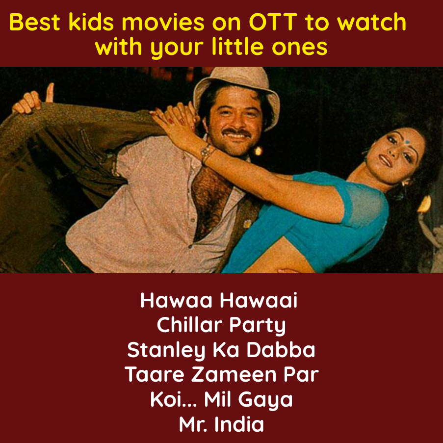 mytentaran's tweet photo. Best kids movies on OTT to watch with your little ones
.
.
.
#HawaaHawaai #AnilKapoor #Sridevi #India #Tentaran #Childrensday #Movies #Webseries2020 #IndianWebSeries
#ChillarParty
#StanleyKaDabba
#TaareZameenPar
#KoiMilGaya
#MrIndia https://t.co/fa7zzI5OLq