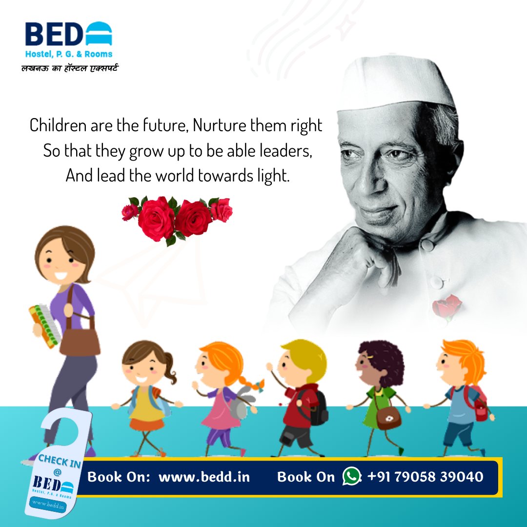 beddIndia's tweet photo. Children are the future, Nurture them right 
So that they grow up to be able leaders
And lead the world towards light.
Book Hostels Across #Lucknow @ 199/day
Logon To https://t.co/KS8OOcDmYG

#Hostels #Nehru #ChachaNehru #PMOfIndia #childrensdayspecial #ChildrensDay #LucknowCity https://t.co/KQFD1Xwqo4