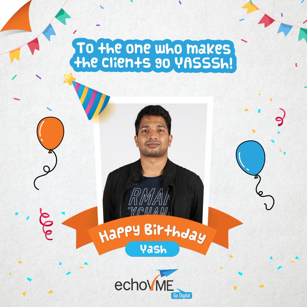 echoVME's tweet image. To the one who is a brand in himself, Happy birthday Yash. 🎉
#echoVME #echoVMEans #clientchanges #digitalmarketingagencyindia