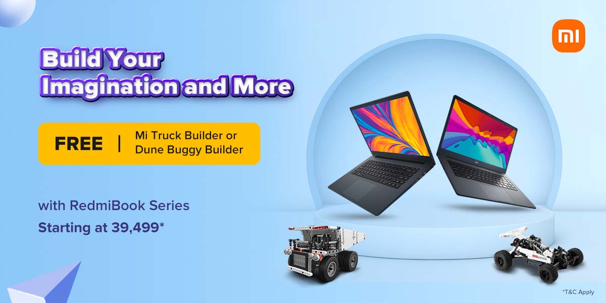 RedmiIndia's tweet photo. Sources of Superpower for flagbearers of curiosity⬇️
⚡ Powerful machine for learning,
🏗️ Wonder machine for building.

This #ChildrensDay, with the #RedmiBook series get a free #MiTruckBuilder or #MiDuneBuggyBuilder.

Head here:
👉 https://t.co/mbQaQxsaqb https://t.co/HChE5mhD5v