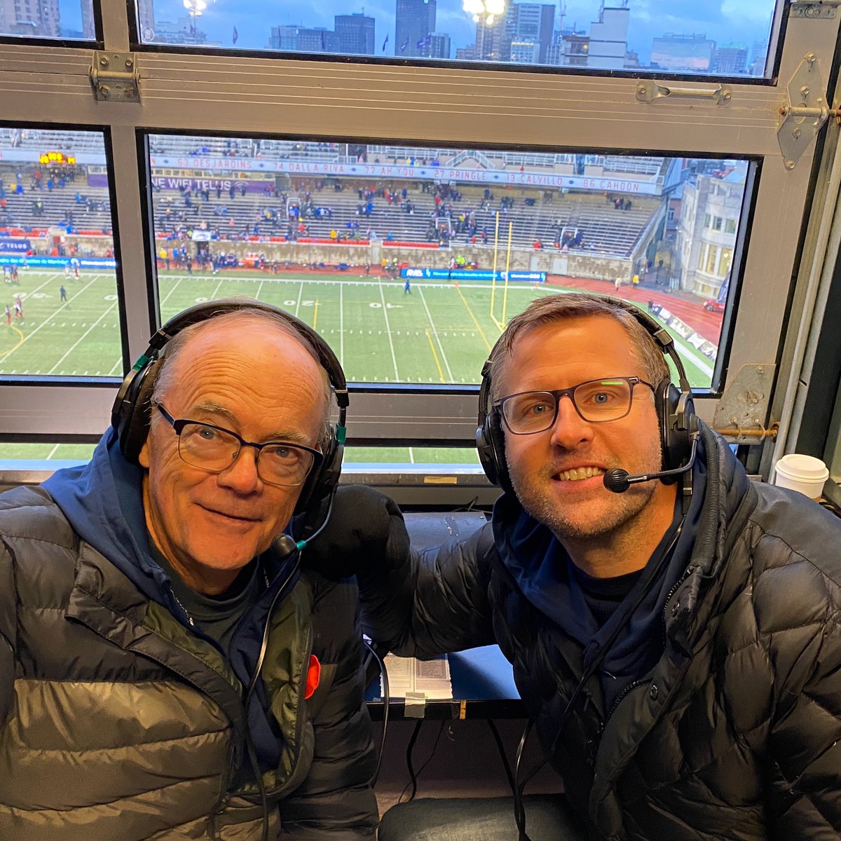 Only 2 more games together remain for this dynamic duo @BobIrvingCJOB @DougBrown97  #legends #GoBombers #ForTheW #HallofFamers @CFL @Wpg_BlueBombers