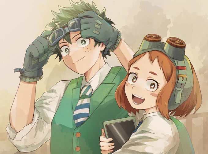 7周年突破記念の巻頭カラーのデクとお茶子🥦🍵(デク茶) 
