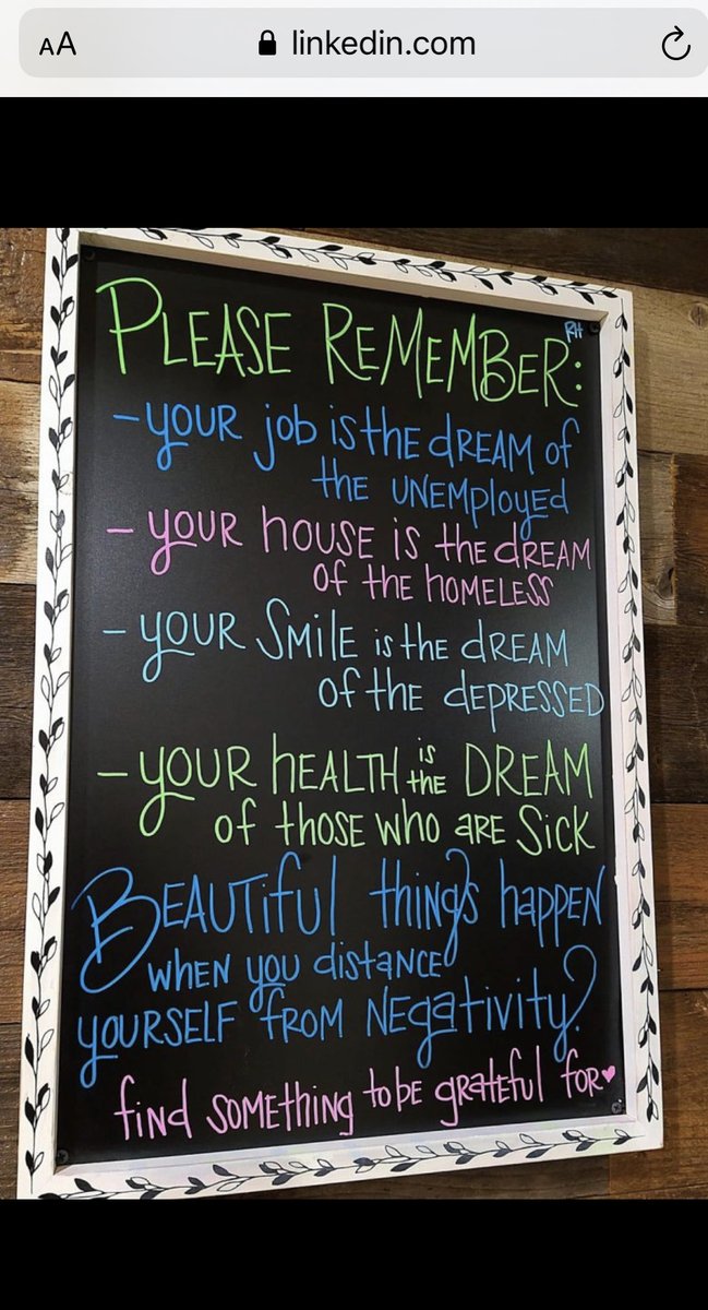 dk_dailey's tweet image. Saw this on LinkedIn and I think it’s a great way to think about things. Stay positive and be as thankful as you can. We are alive.