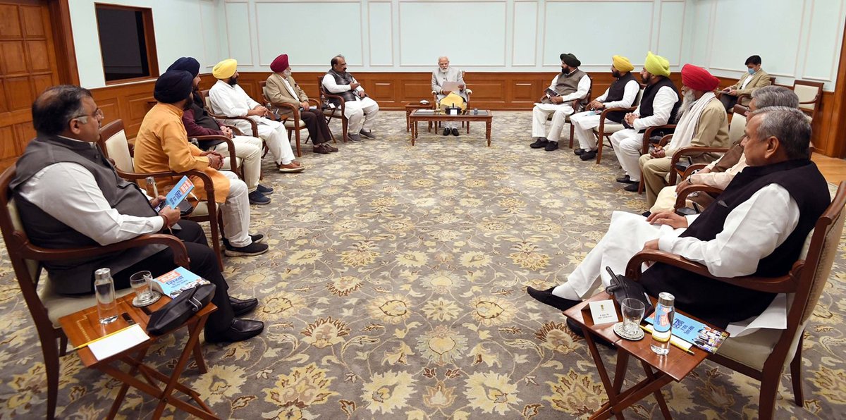 ANI's tweet photo. Delhi: PM Narendra Modi met a delegation of BJP leaders from Punjab today. https://t.co/qfJyn0px1i
