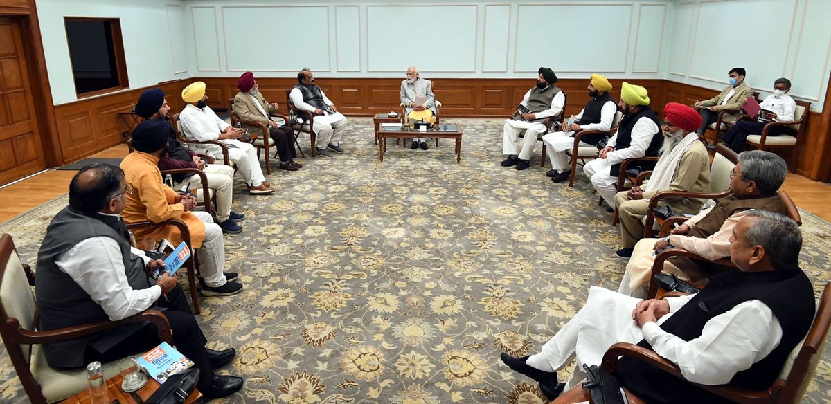ANI's tweet photo. Delhi: PM Narendra Modi met a delegation of BJP leaders from Punjab today. https://t.co/qfJyn0px1i