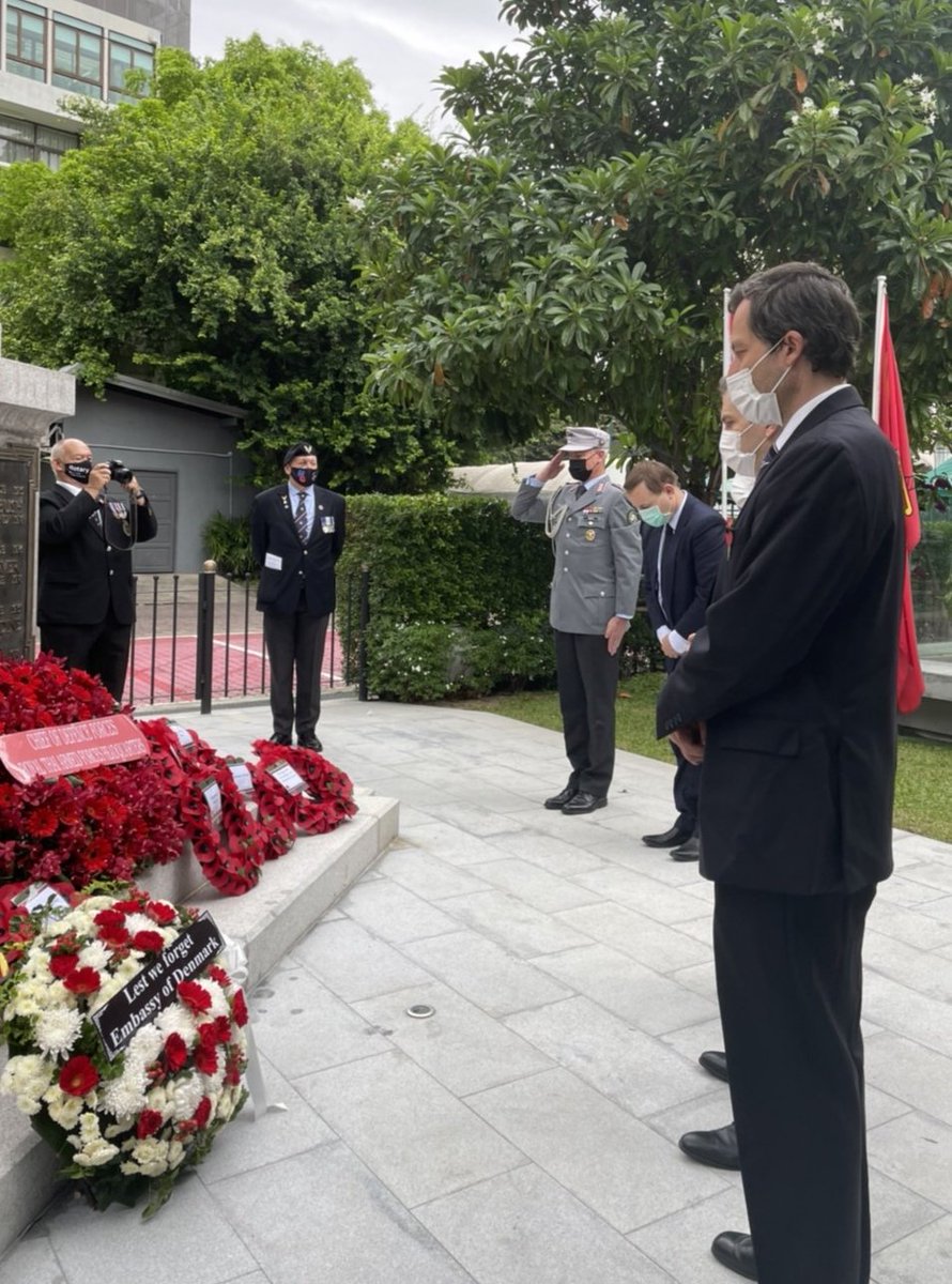 GermanAmbTHA's tweet photo. Nations who fought so bitterly against each other can come together. #RemembranceDay2021 with fellow Ambassadors at the #BritishClub #Bangkok. @ukinthailand https://t.co/3FKGUyDb5G