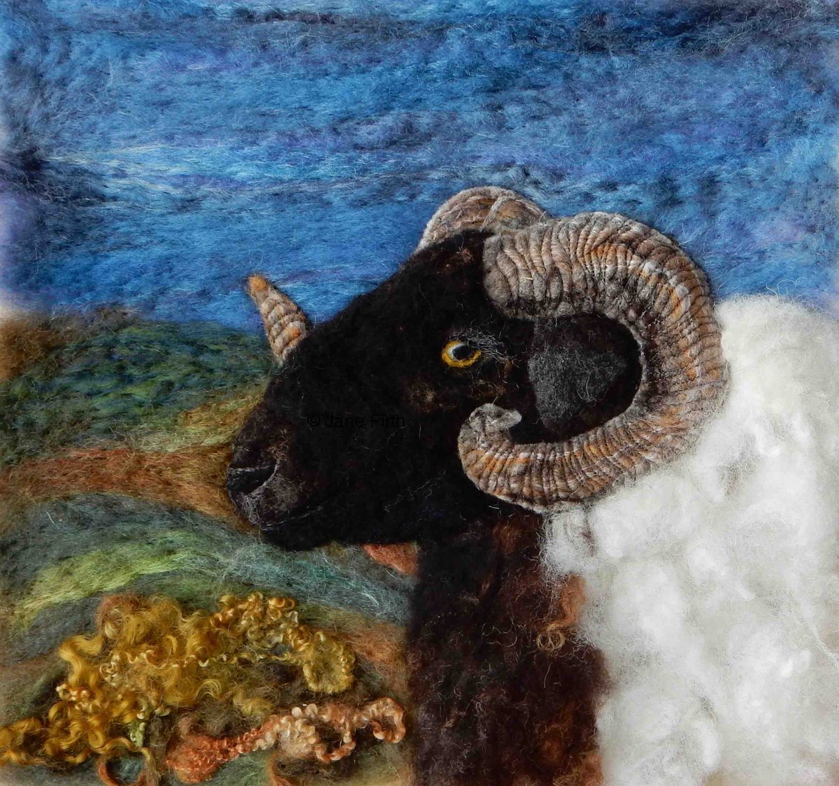 UllswaterFelt's tweet photo. Day #14 of my A-Z of #fibreart #animalportraits and #Wovember These are a #NorfolkHorn and a #NorthRonaldsay. Though #wetfelting #needlefelting &amp; #machineembroidery are #crafts I take these #beyondcraft to make #art @RBSTrarebreeds #britishfibreart @MadeinEVAN @BritishWool https://t.co/AyTMeNaj4r