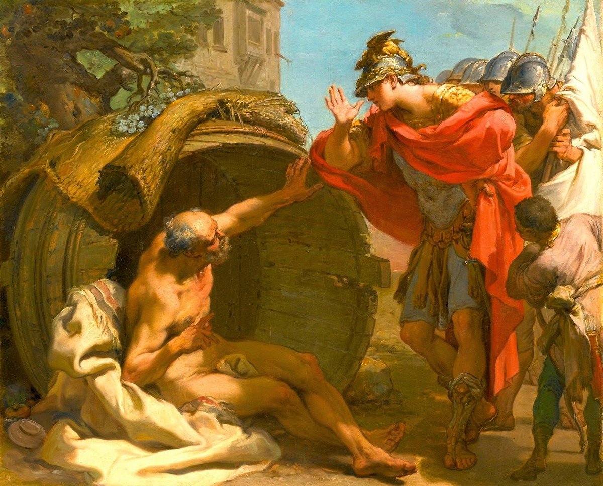 Би агуу Александр хаан байна. Таны хүслийг биелүүлэх гэсэн юм. Диоген та надад тусалмаар байгаа бол жаахан хажуу тийшээ болчихгүй юу. Над дээр тусах нарны гэрлийг хаагаад байна.