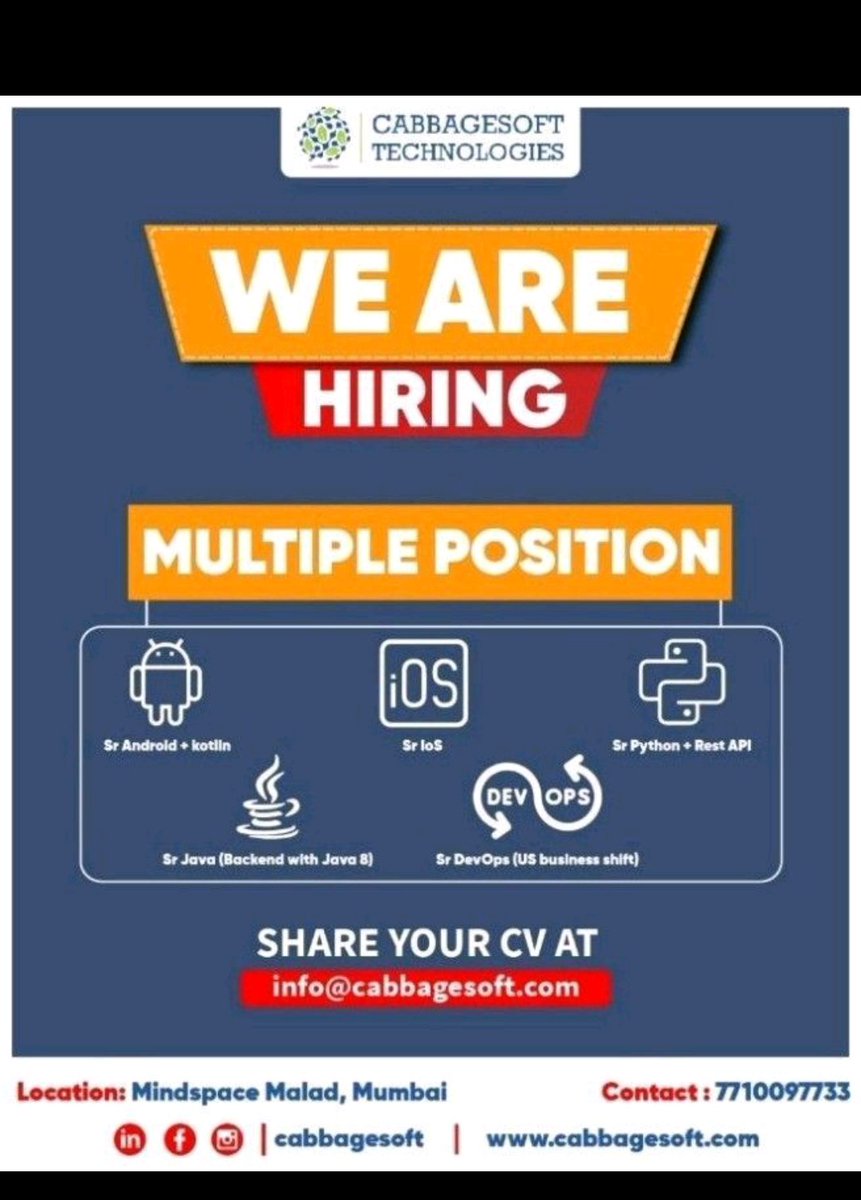 jobsin32's tweet image. #developers #developerlifestyle #developer #javaprogramminglanguage #javascriptdeveloper #javascripts #java #pythonlearning #python #pythondeveloper #pythondevelopers #iosdevlife #iosdeveloperslife #iosdev #iosdevelop #iosdevelopers