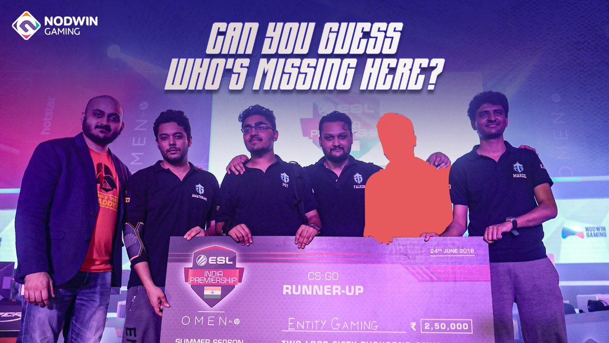 NodwinGaming's tweet photo. Let's see if you can guess the IGL here👀 #Throwback to ESL India Premiership 2018 Summer Season LAN🏆 feat. @EntityGamingIND ✨

#canyouguess #whosmissing #igl #esl #eslindiapremiership #nodstalgia #entitygaming https://t.co/r01nl9iret