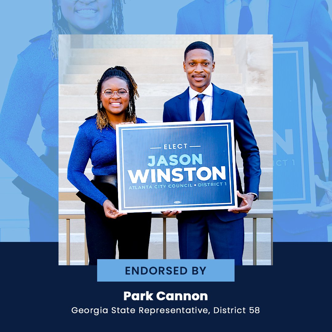 JasonHWinston's tweet photo. I am grateful to be officially endorsed by the Honorable Park Cannon, Georgia State Representative for District 58.
Rep. Cannon is a true trailblazer and leader, with a passion for bettering her community.
Thank you for your support, Representative Cannon!
#WinWithWinston https://t.co/53Jnph6xZd