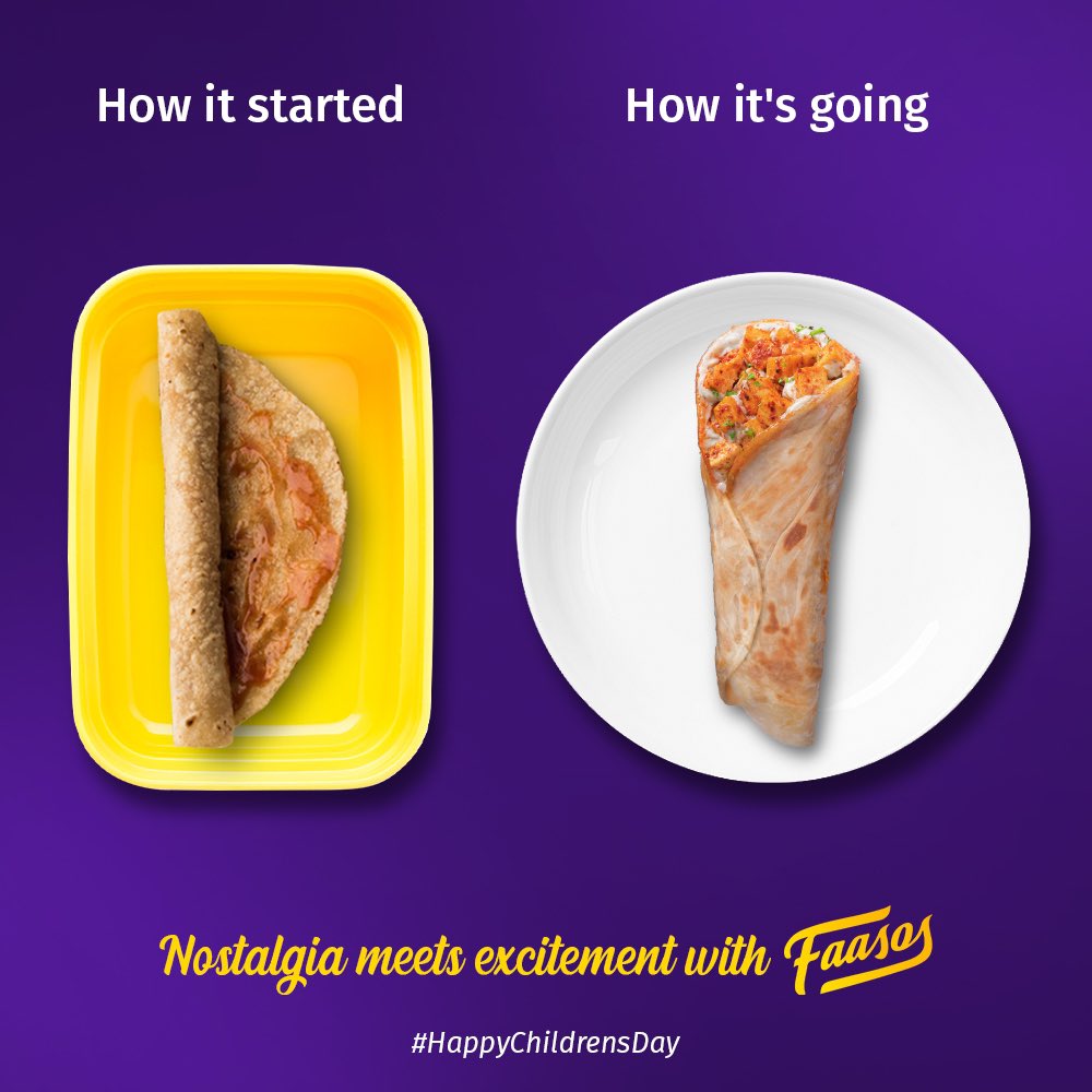 faasos's tweet photo. Age changes but the way we roll doesnโt ๐
Happy Childrenโs Day to all of us who grew up eating roti wraps! Those truly were OG wraps.
.
.
.
#happychildrensday #childrensday #wrap #wraps #cheesywraps #lunch https://t.co/8gaQxsEYXI