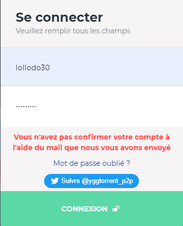 lollodo's tweet photo. Salut. @yggtorrent_p2p  Pourriez-vous l'activer ou m'envoyer l'email de confirmation ?
Je n'ai pas encore reçu de courrier. https://t.co/8BG2PK5gRM