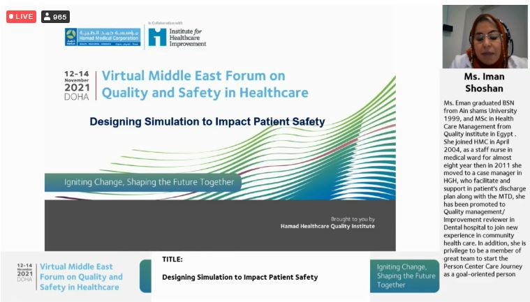 g_alinier's tweet photo. #Simulation needs to be leveraged to further contribute to #patientsafety & #Teambuilding initiatives. The opportunities are endless from system testing to educating. Let us hear now from @huskerrn & @ARDEEDOMINGO #MEF2021 #HamadQuality conference https://t.co/eLT34NLIH9