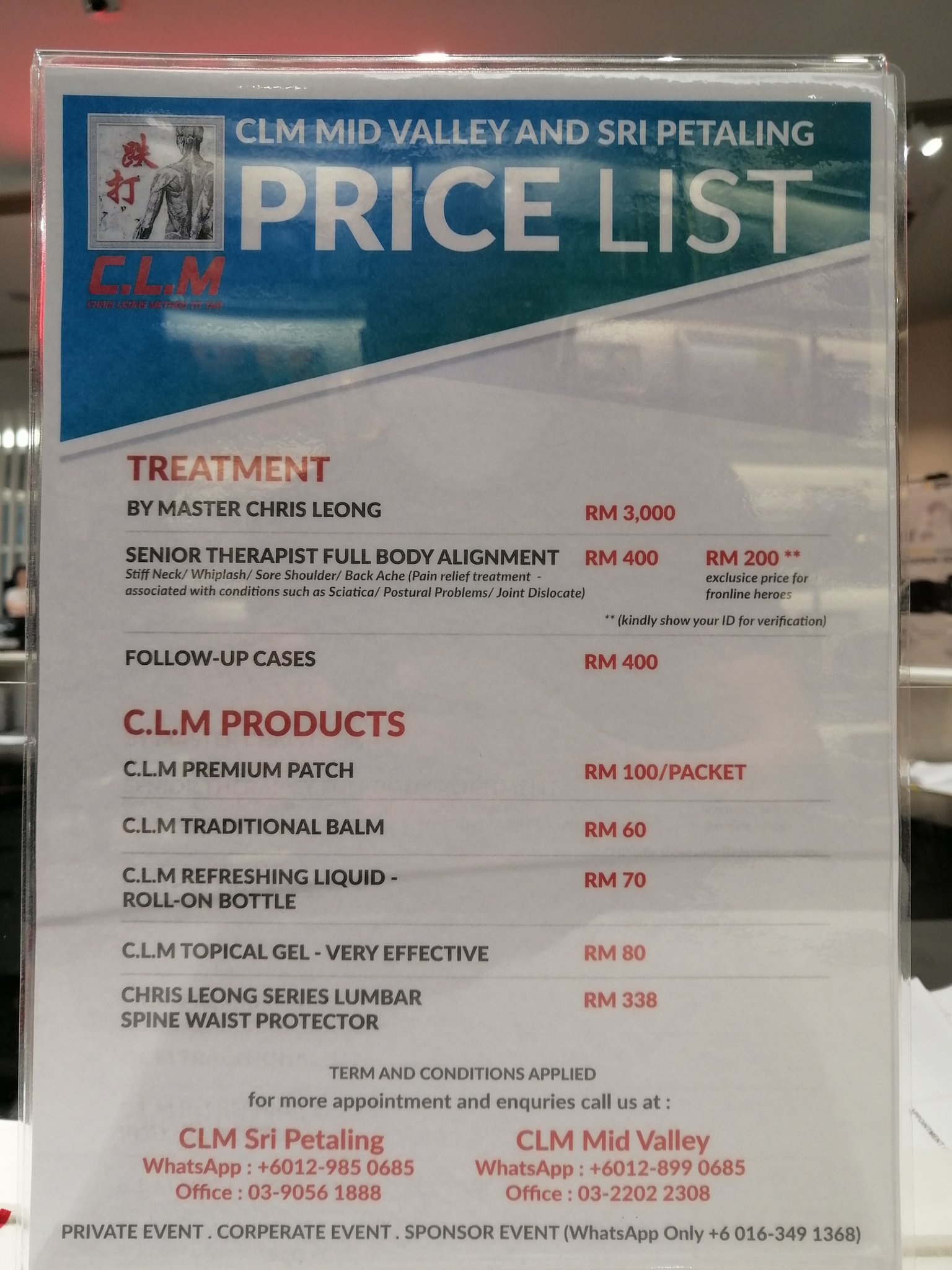 chris leong price list Sam Hughes