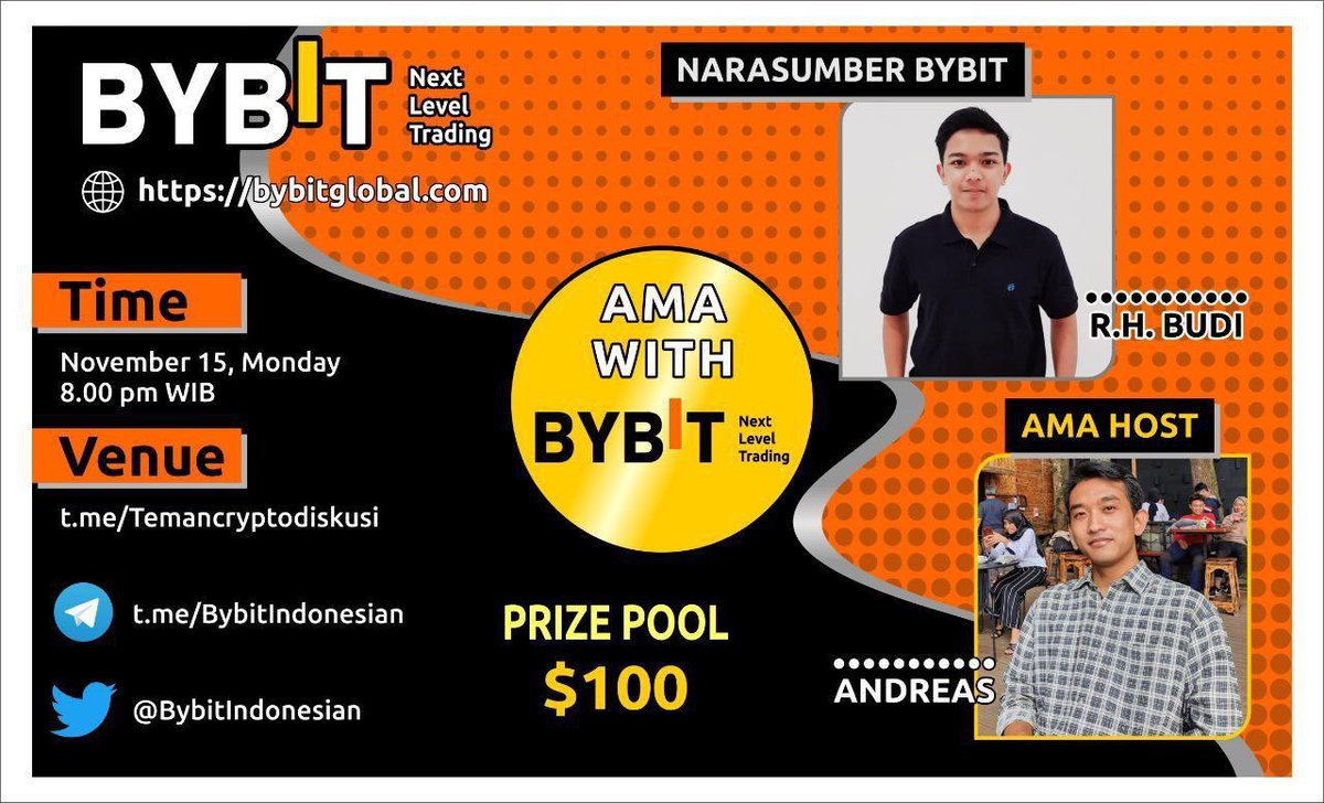 TemanCrypto_id's tweet photo. Teman Crypto Indonesia is excited to host an AMA with @BybitIndonesian 

Prize Pool: 100$ USD
Hari/Tanggal: Senin 15 NOVEMBER 2021
Waktu: 8 PM WIB / 01 PM UTC
Venue: https://t.co/m98qGKzYrW…

To take part and win,join:
1. https://t.co/m98qGKzYrW…
2. https://t.co/C7PbXTlaaz
#AMA https://t.co/teYgd9R6tO