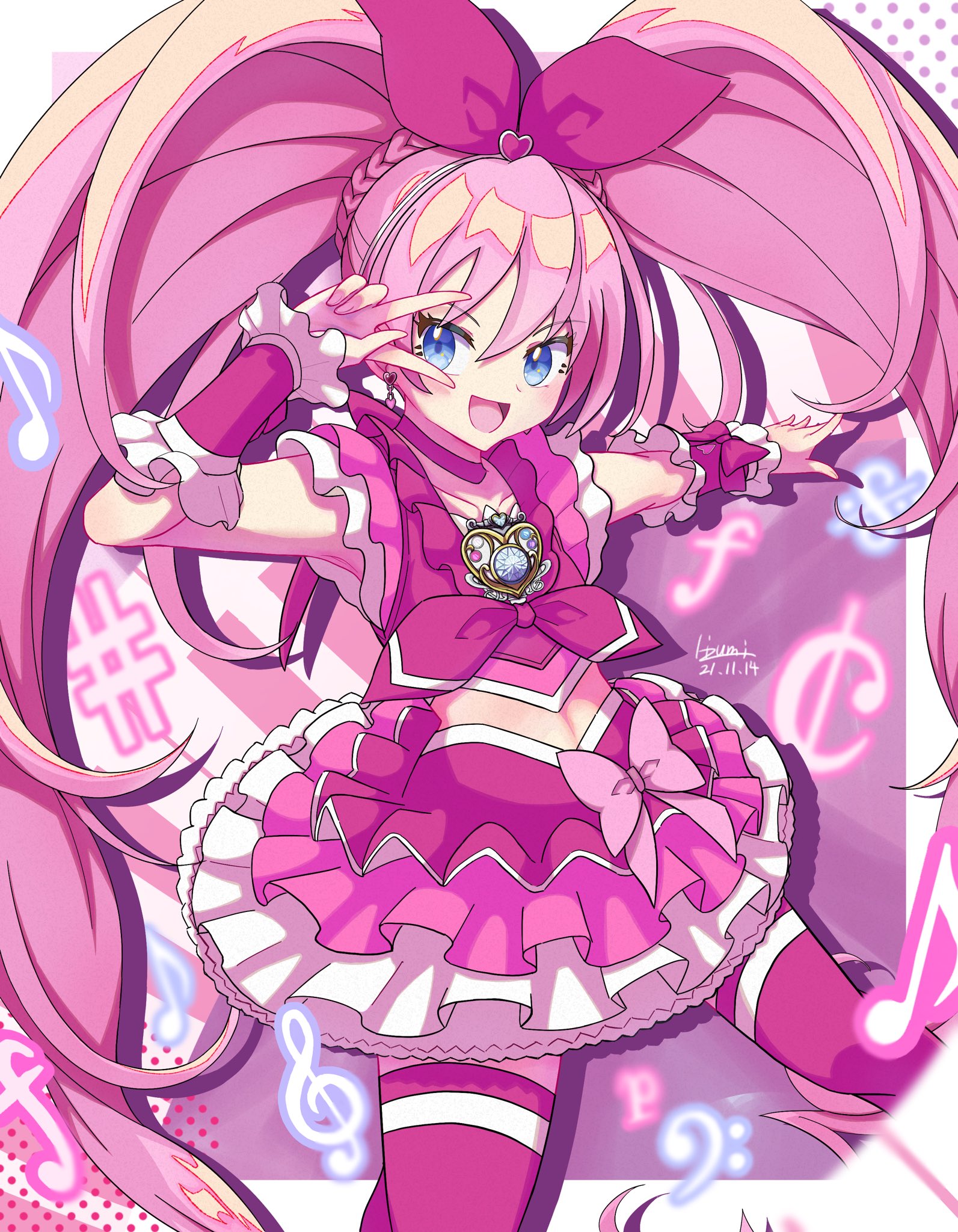 ひずみ スイートプリキュア のキュアメロディを描きました 爪弾くは荒ぶる調べ キュアメロディ プリキュア Precure 絵描きさんと繋がりたい イラスト好きな人と繋がりたい イラスト好きさんと繋がりたい イラスト 二次創作 T