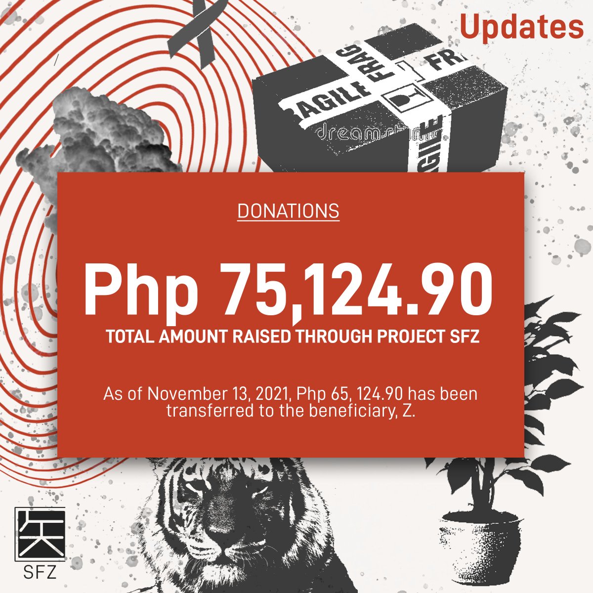 project_sfz's tweet photo. Last November 13, Php 65,124.90 was transferred to our main beneficiary Z. Through your help, we were able to help fund the medical expenses not just of Z, but also another member of the Pisay community, Ma'am Arlene, through a Php 10,000 donation made last July 6, 2021. https://t.co/mrh78rsHrJ