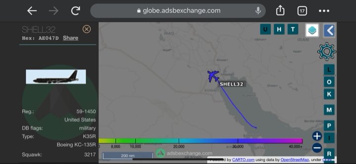 TheSnoopySnoop's tweet photo. #SHELL32 heading in to #Iraq
#KC135 #Stratotanker #USAF
#ae047d 59-1450
#haveglass #milair #AvGeek #planespotting #airtanker https://t.co/Vd3nDY4ILE