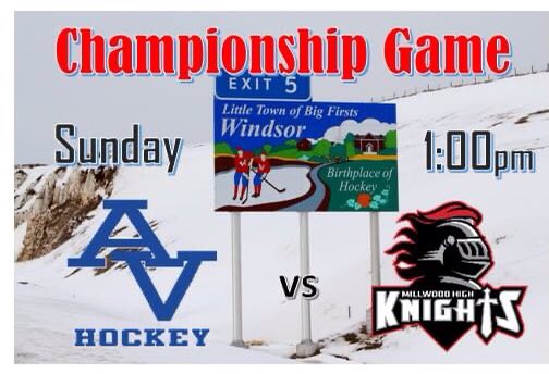 It’s game day! AV plays in the championship game against <a href="/MillwoodHockey/">Millwood High Hockey</a> Let’s fill the new rink for a great game! Puck drops at 1pm. #AVpride