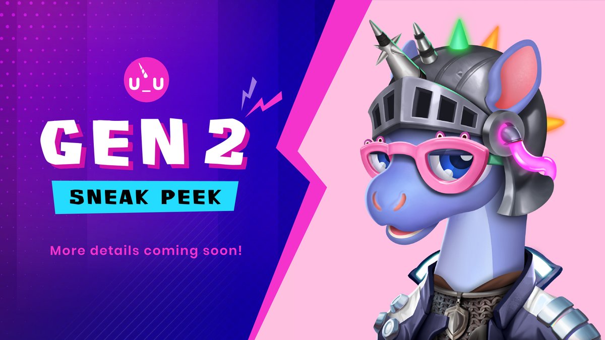 U_UnicornsNFT's tweet photo. Presenting the first sneak peek of our Gen 2 U_U 🌈

🦄 Gen 2 Unis start breeding next month in our first Breeding Season: 27th December 2021 
🦄 Generate 2 $UCD token rewards/day without Questing
🦄 New utility to be announced in future with our U_U game

#U_Uforall #Gen2Unis https://t.co/rsyKmD50Qs